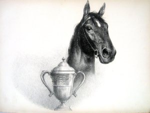 C.W. An derision's lithograph of BLOCKADE and the Maryland Hunt Cup.